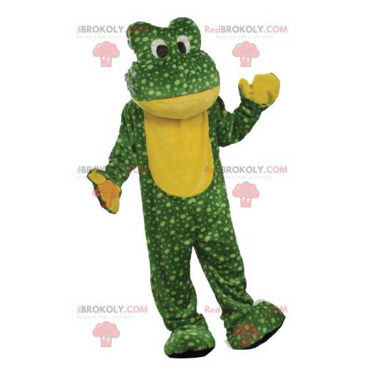 Green frog mascot with yellow dots - Redbrokoly.com