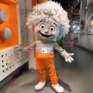 Silver Orange mascot costume character dressed with a Romper and Hair clips