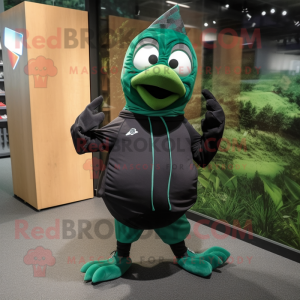 Forest Green Blackbird mascot costume character dressed with a Joggers and Wraps