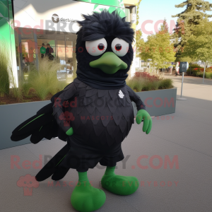 Forest Green Blackbird mascot costume character dressed with a Joggers and Wraps