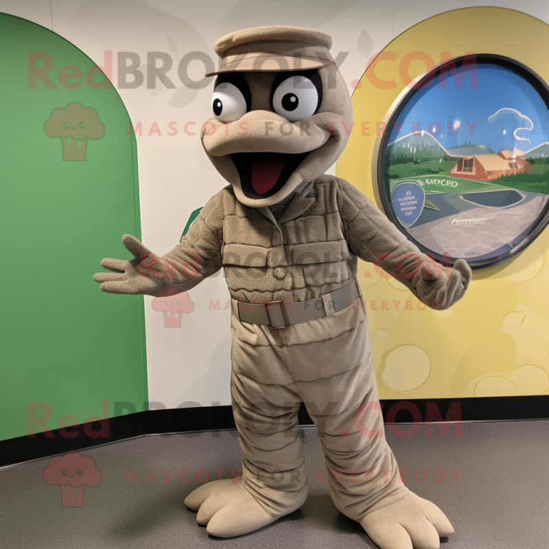 Gray Python mascot costume character dressed with a Corduroy Pants and Watches