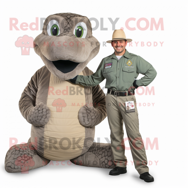 Gray Python mascot costume character dressed with a Corduroy Pants and Watches Gray Python mascot costume character dressed with a Corduroy Pants and Watches