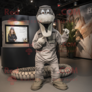Grå Python maskot kostym...
