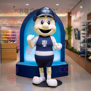 Navy Hourglass mascot costume character dressed with a Running Shorts and Gloves