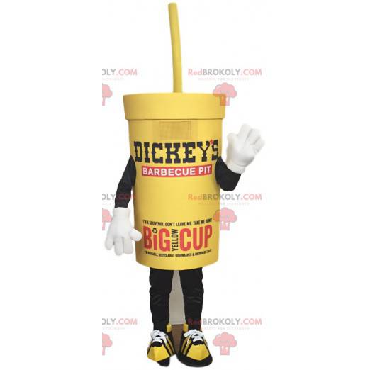 Yellow take away drink mascot and straw - Redbrokoly.com