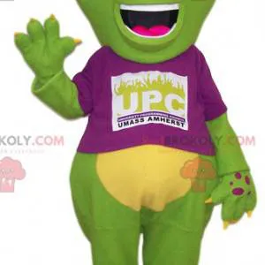 Big green lizard mascot with a fuchsia jersey - Redbrokoly.com