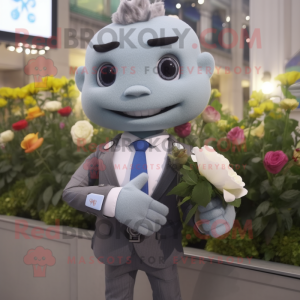 Gray Bouquet Of Flowers mascot costume character dressed with a Suit Pants and Smartwatches