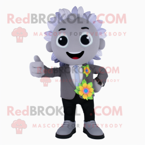 Gray Bouquet Of Flowers mascot costume character dressed with a Suit Pants and Smartwatches