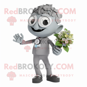 Gray Bouquet Of Flowers mascot costume character dressed with a Suit Pants and Smartwatches