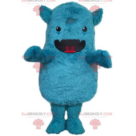 Maskottchen kleines blau behaartes Fantasiemonster -