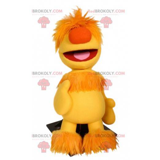 Yellow snowman mascot with a fun hairstyle - Redbrokoly.com