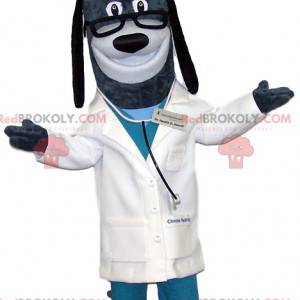 Gray dog mascot dressed as a doctor - Redbrokoly.com