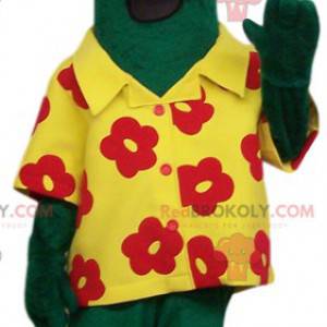 Strange green horse mascot with his yellow Hawaiian shirt -