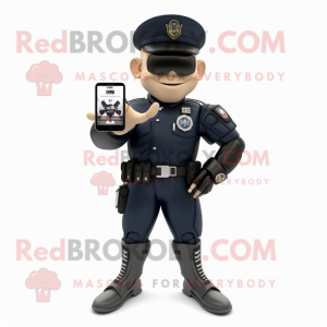 Navy American Soldier mascot costume character dressed with a Biker Jacket and Smartwatches