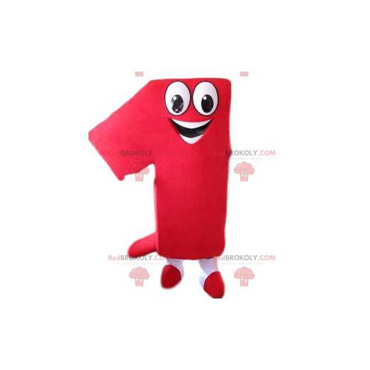 Meget smilende rød nummer 1 maskot - Redbrokoly.com