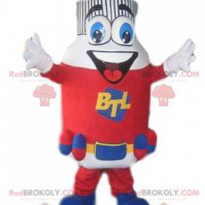 Mascotte de bouteille rouge et bleue comique - Redbrokoly.com