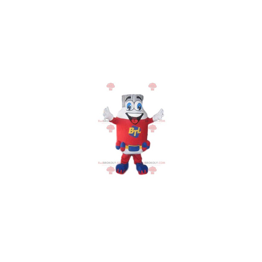 Comic rotes und blaues Flaschenmaskottchen - Redbrokoly.com