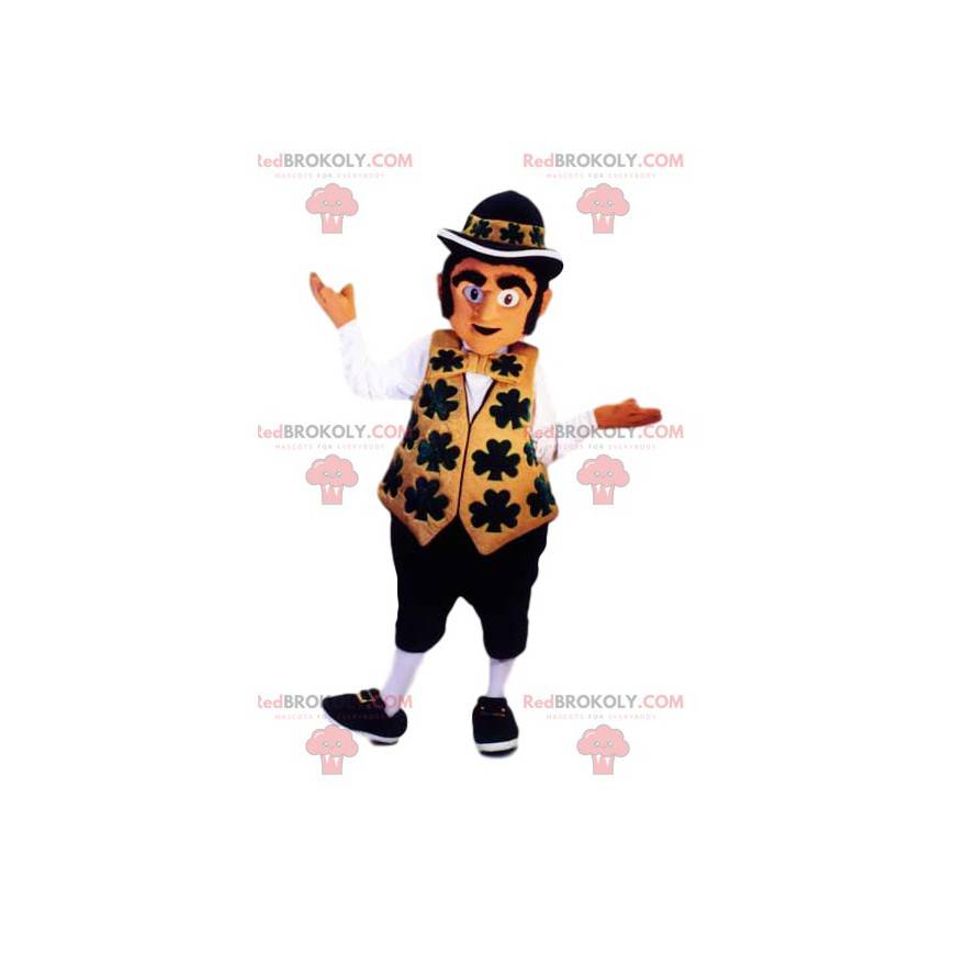Leprechaun mascotte met zijn gouden en zwarte outfit - Leprechaun mascotte met zijn gouden en zwarte outfit -