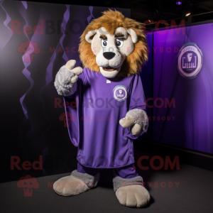 Purple Lion maskot kostym...