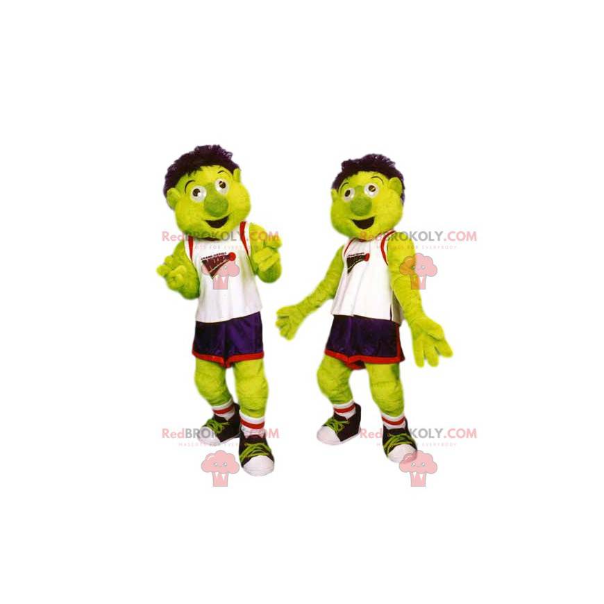 Mascote do boneco de neve amarelo néon com sua roupa esportiva Mascote do boneco de neve amarelo néon com sua roupa esportiva