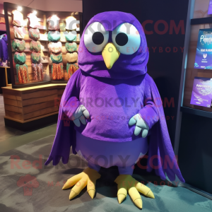 Purple Owl maskot kostym...