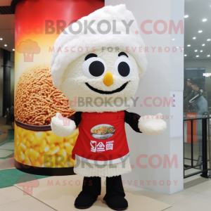 nan Fried Rice mascot costume character dressed with a Polo Shirt and Scarves