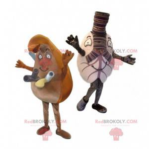 Maskoter av två bruna och grå organ - Redbrokoly.com