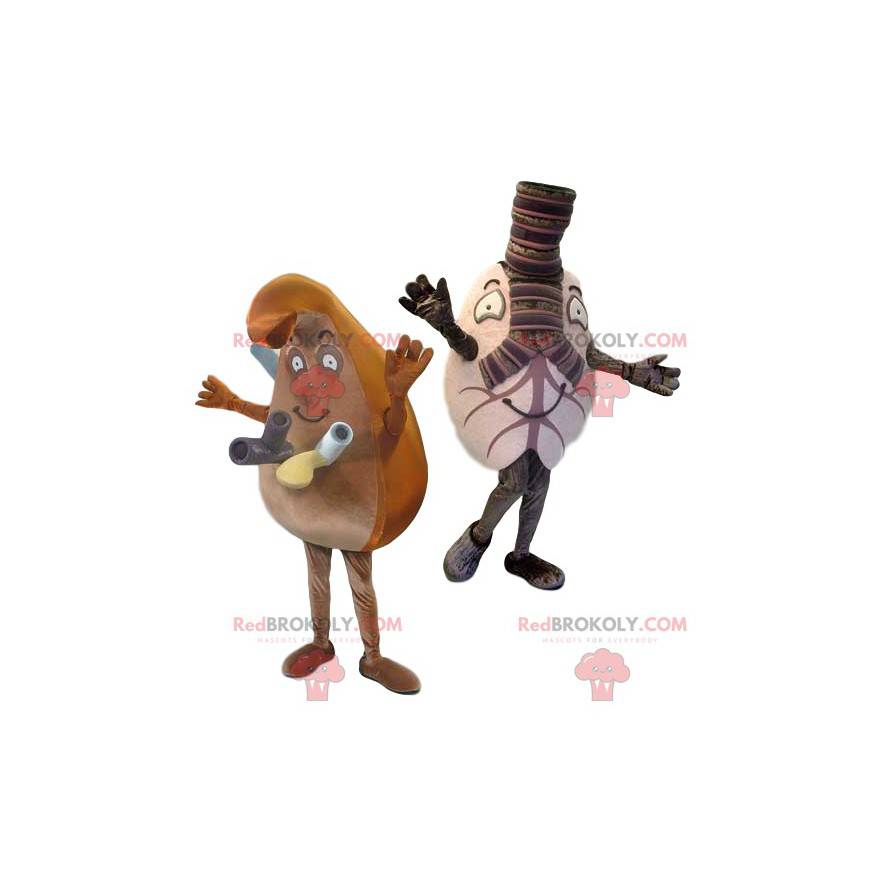 Mascottes de deux organes marron et gris - Redbrokoly.com