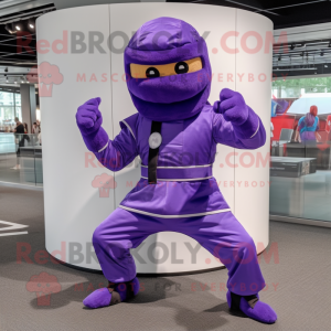Lila Ninja maskot kostym...