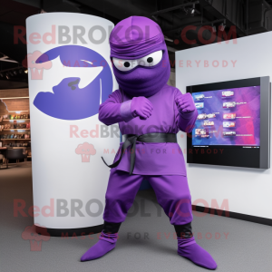 Purple Ninja mascot costume character dressed with a Shorts and Cufflinks