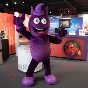Purple Goulash mascot costume character dressed with a Leggings and Gloves