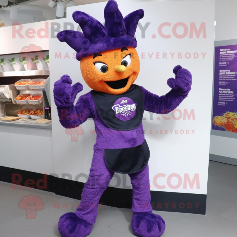 Purple Goulash mascot costume character dressed with a Leggings and Gloves Purple Goulash mascot costume character dressed with a Leggings and Gloves