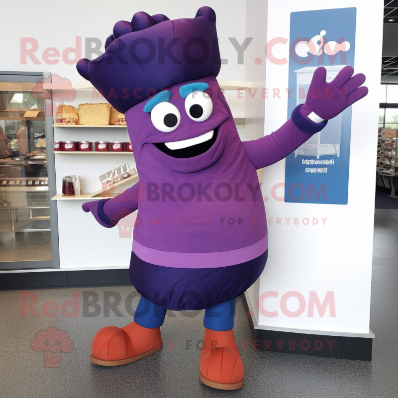 Purple Goulash mascot costume character dressed with a Leggings and Gloves Purple Goulash mascot costume character dressed with a Leggings and Gloves