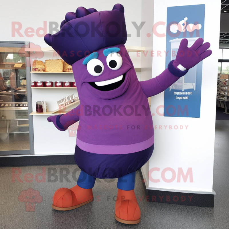 Purple Goulash mascot costume character dressed with a Leggings and Gloves