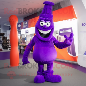 Purple Goulash mascot costume character dressed with a Leggings and Gloves