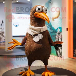 Brown Seagull mascot costume character dressed with a Leggings and Necklaces