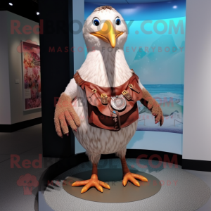 Brown Seagull mascot costume character dressed with a Leggings and Necklaces