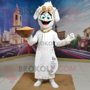 Hvid Biryani maskot kostume...