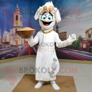 White Biryani mascot costume character dressed with a Dress Shirt and Cufflinks