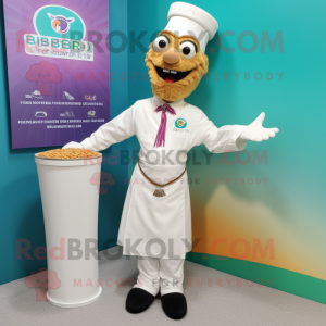 White Biryani mascot costume character dressed with a Dress Shirt and Cufflinks