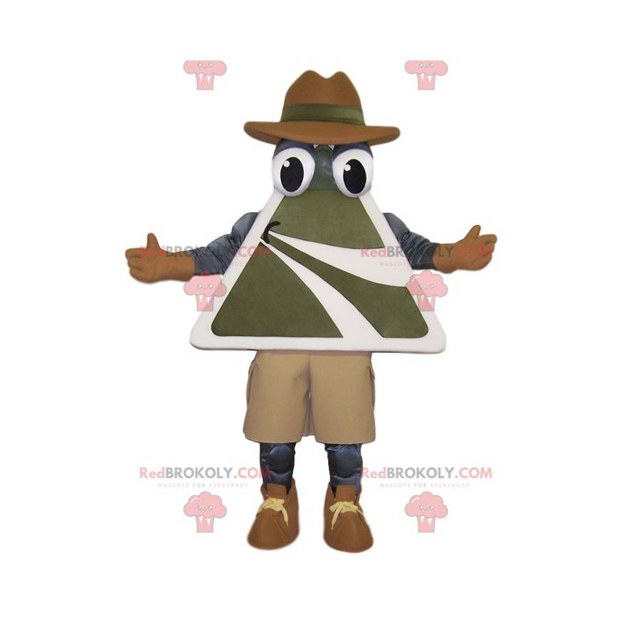Homem mascote com sinal de trânsito - Redbrokoly.com