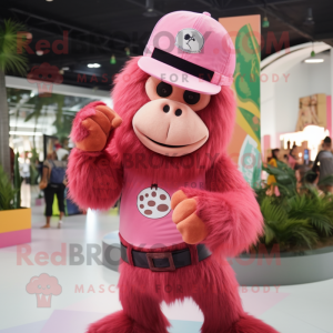 Pink Orangutang maskot...