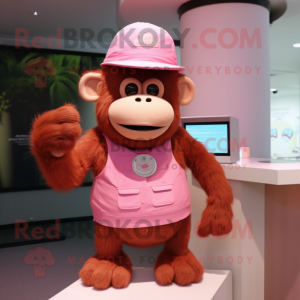 Pink Orangutang maskot...