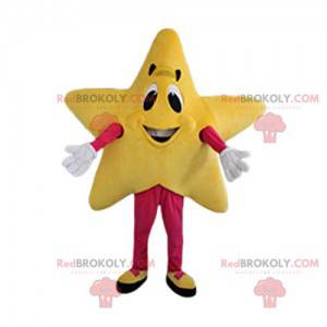 Maskot žluté hvězdy s úsměvem - Redbrokoly.com