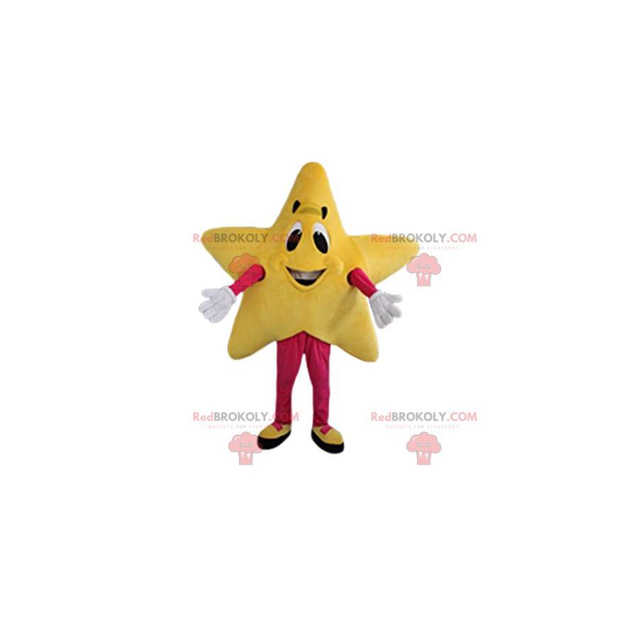 Mascotte d'étoile jaune toute souriante - Redbrokoly.com