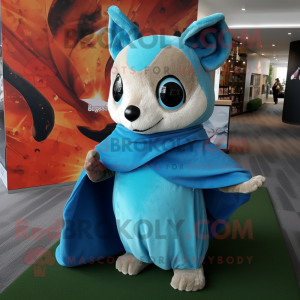 Cyan Flying Squirrel maskot...