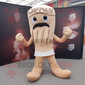 Beige Kraken mascot costume character dressed with a Leggings and Cufflinks