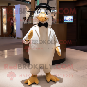 Cream Penguin maskot kostym...