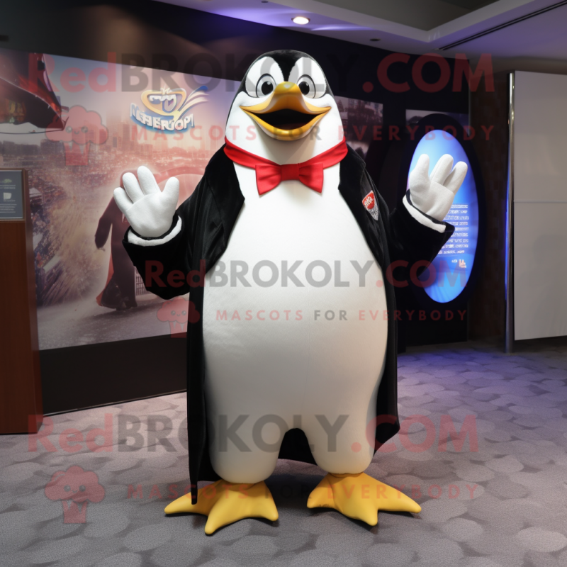Cream Penguin mascot costume character dressed with a Dress Shirt and Earrings Cream Penguin mascot costume character dressed with a Dress Shirt and Earrings