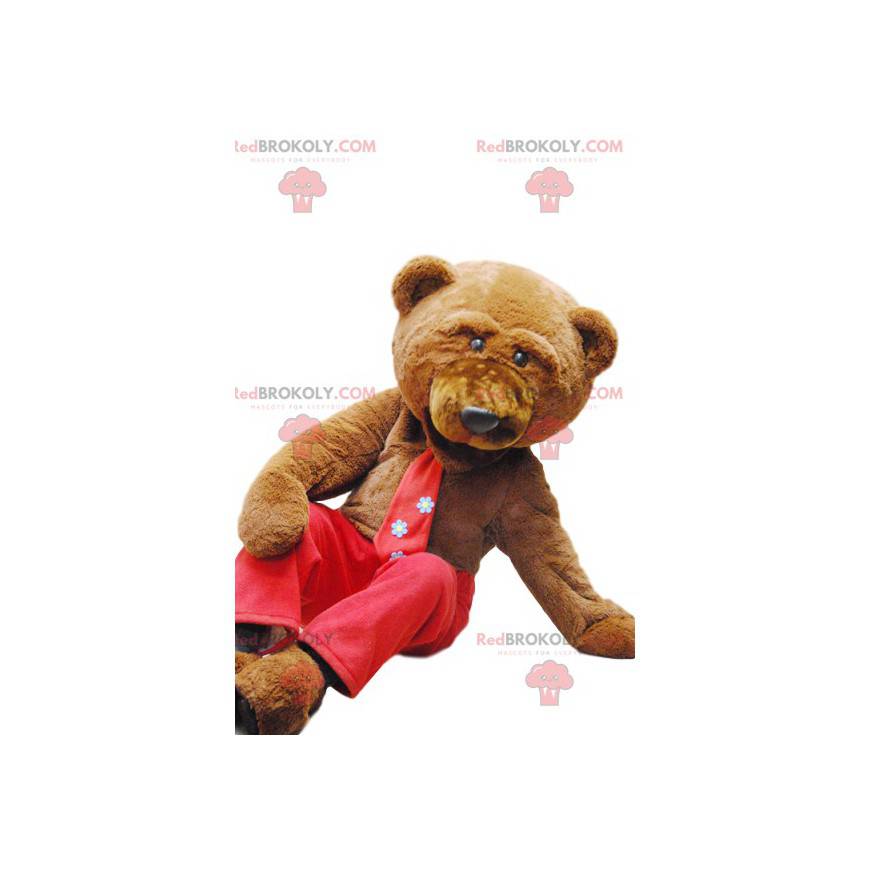 Mascote bonito urso marrom com calças vermelhas! - Mascote bonito urso marrom com calças vermelhas! -